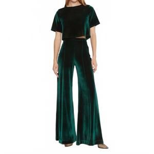 NEW RIPLEY RADER velvet wide leg pants in emerald